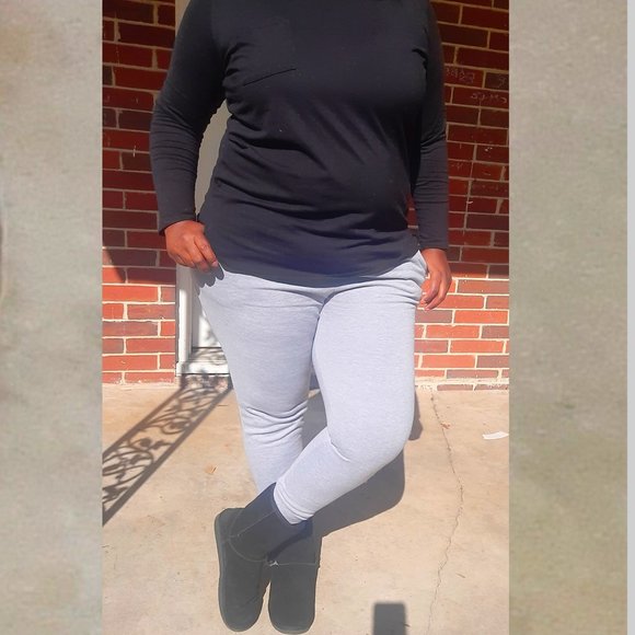 Grey Sweatpants with Drawstring Waist, Ladies Jogger Sweatpants Grey - Picture 2 of 5